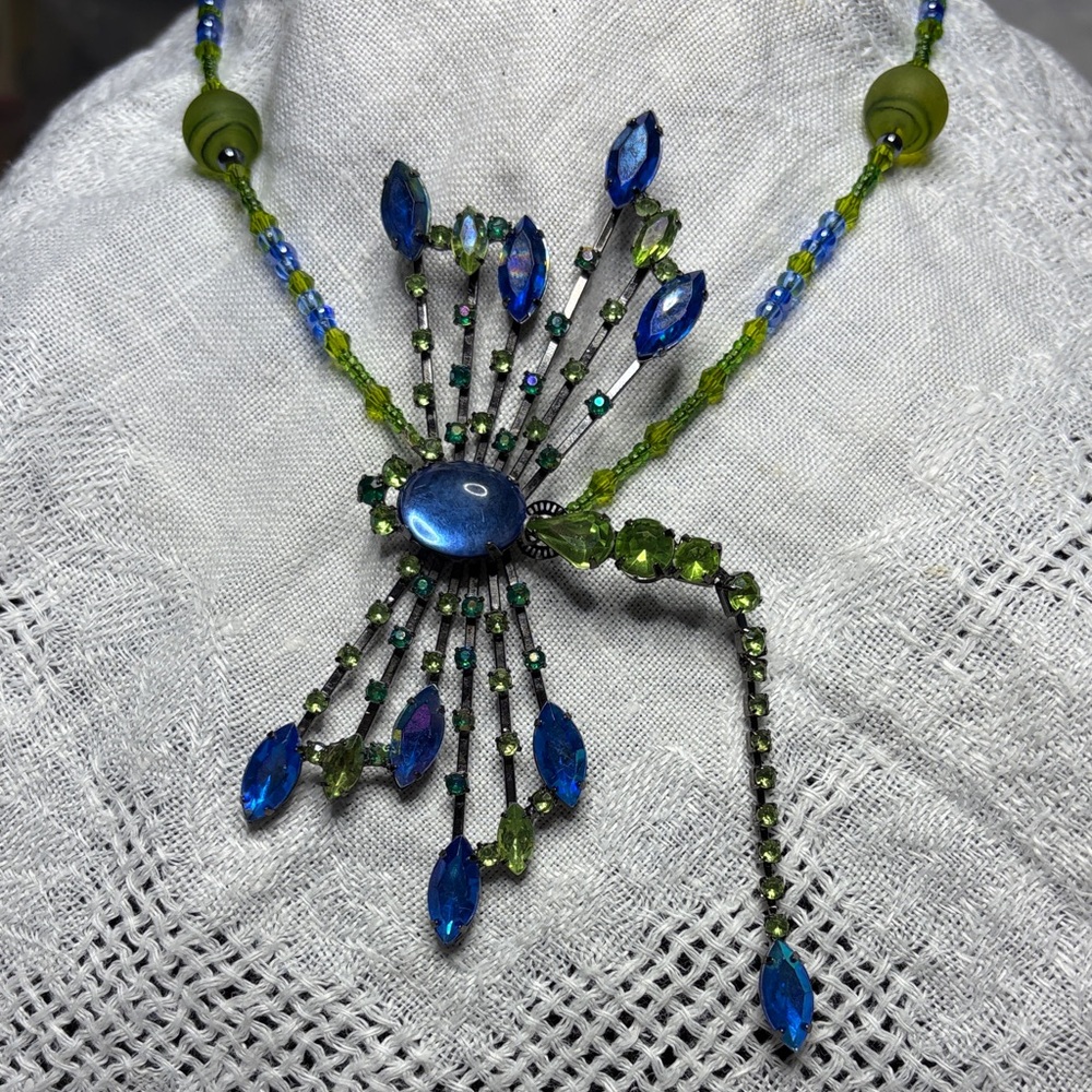 Blue and Green Crystal Statement Necklace